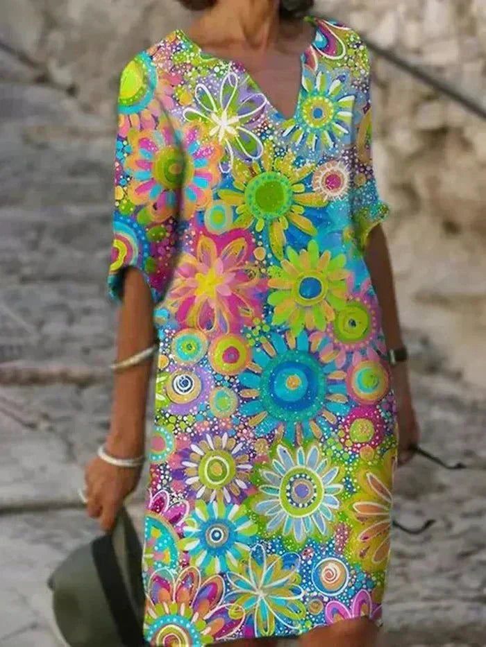 Nira | Lebhaftes Floral-Midi-Kleid