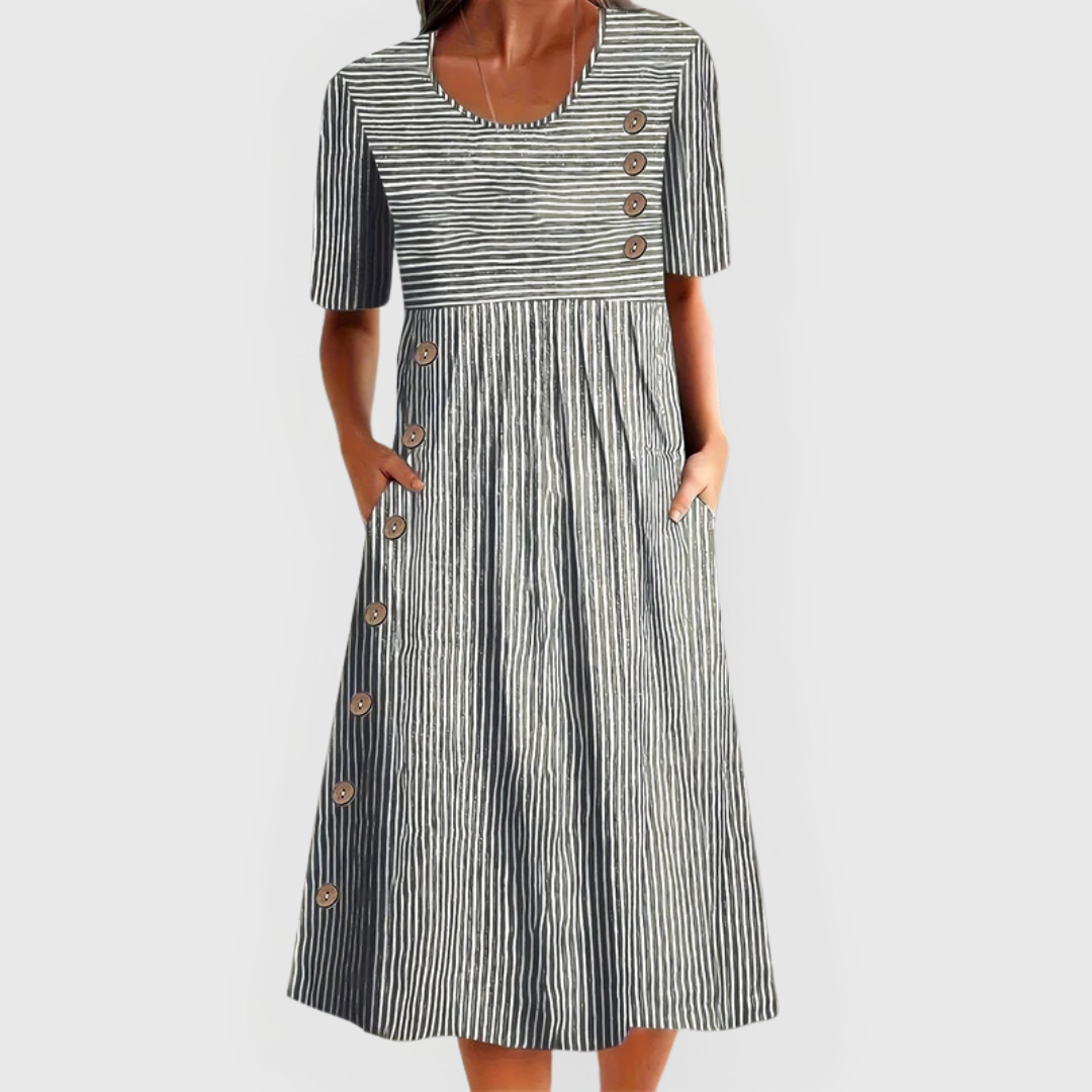 Wanda™ Gestreiftes Midi-Kleid