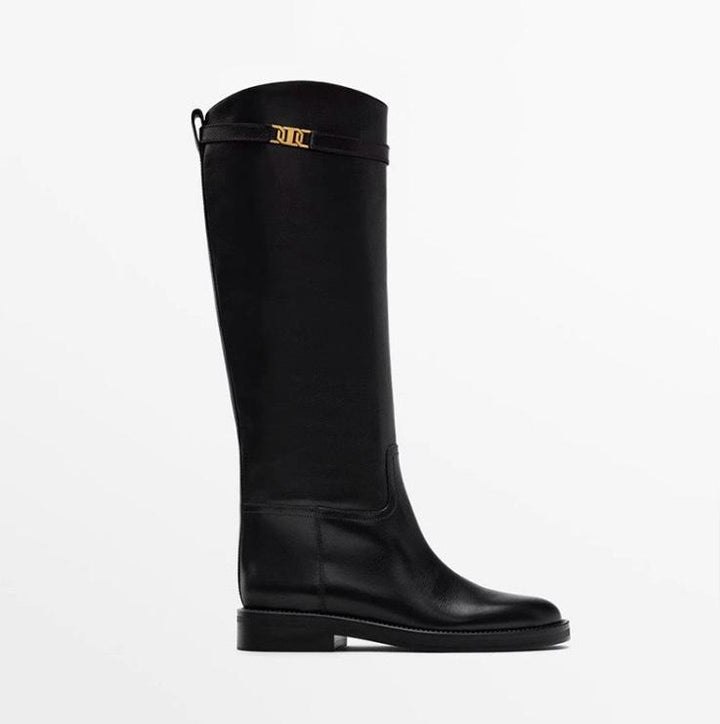 Lia Stilvolle Kniehohe Stiefel mit Blockabsatz