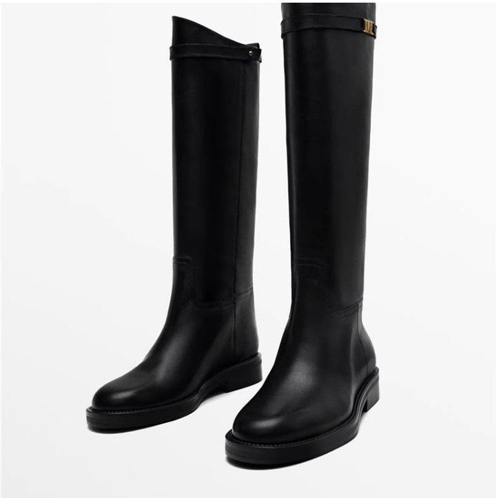 Lia Stilvolle Kniehohe Stiefel mit Blockabsatz