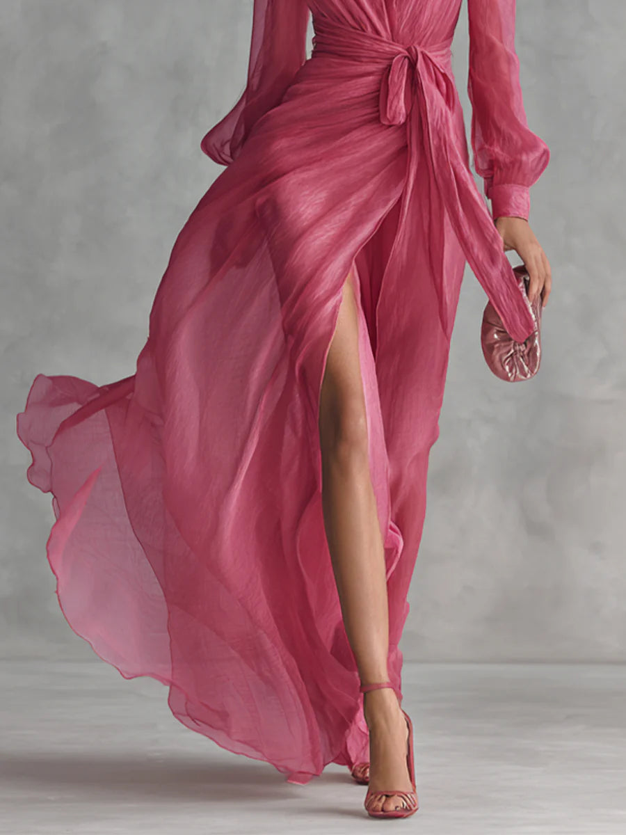 Beatrice | Elegantes Chiffon V-Ausschnitt Taillenkleid