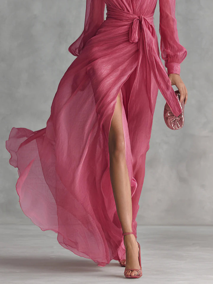 Beatrice | Elegantes Chiffon V-Ausschnitt Taillenkleid