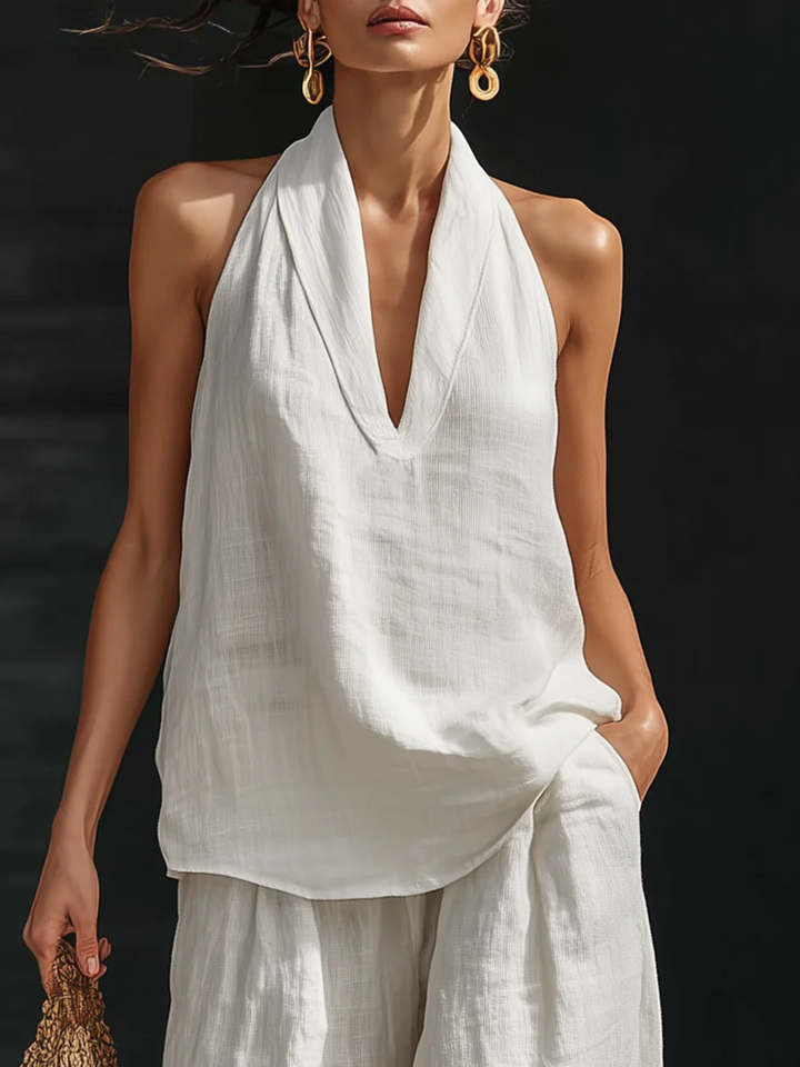 Zoë™ | Ärmelloses Ensemble mit weitem Hosenbein
