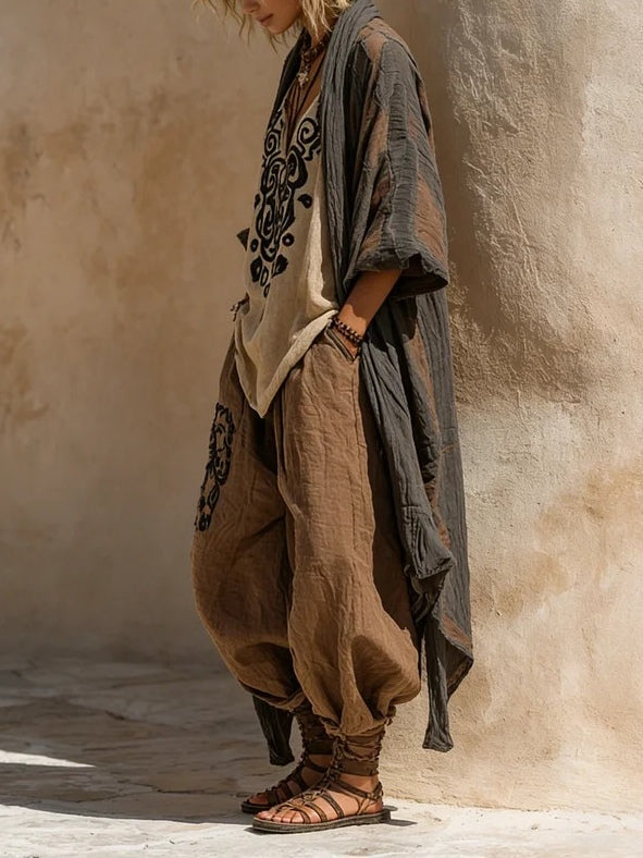 Margaret | Nomadisches Bohemian Kunstdruck Drei-Teile-Set Outfit
