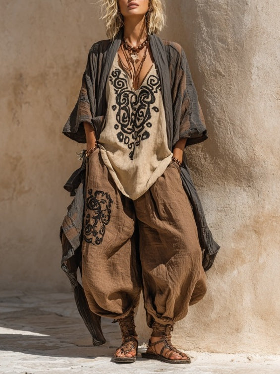 Margaret | Nomadisches Bohemian Kunstdruck Drei-Teile-Set Outfit