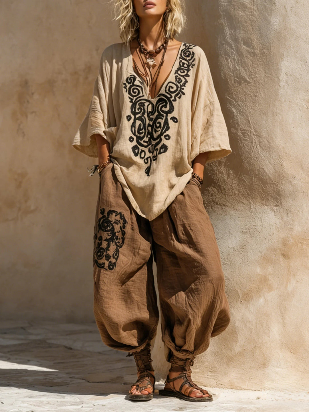 Margaret | Nomadisches Bohemian Kunstdruck Drei-Teile-Set Outfit