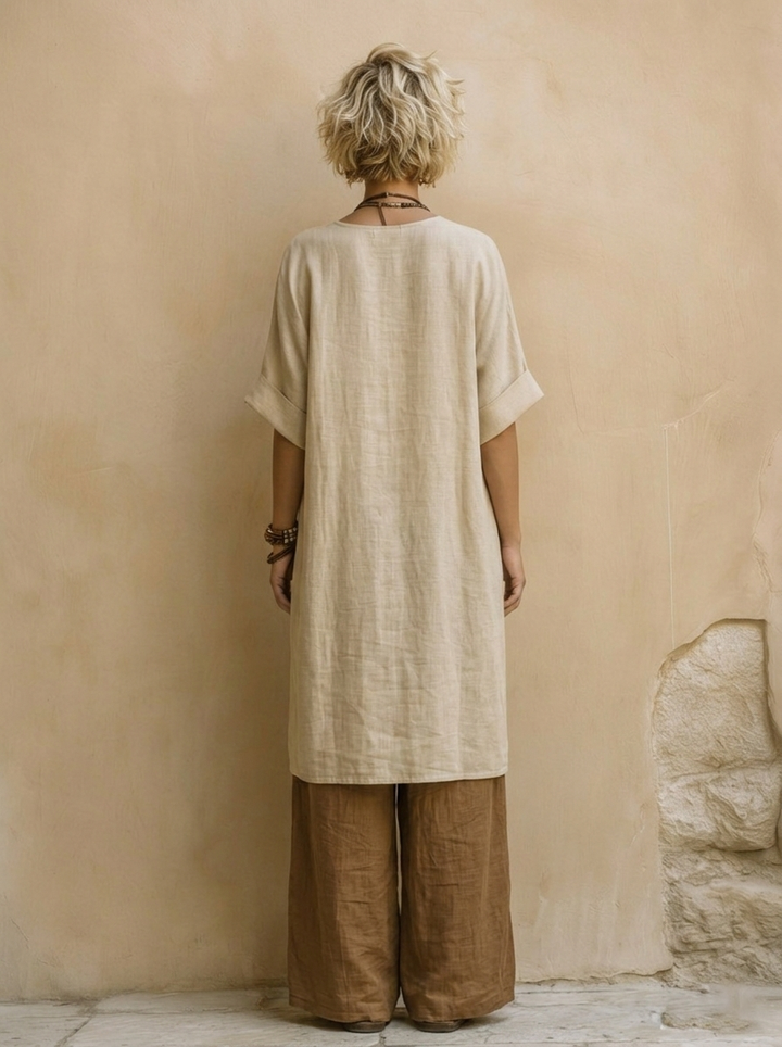 Sophie | Dunkelgraues & Braunes Tribal-Print Drei-Teile-Set