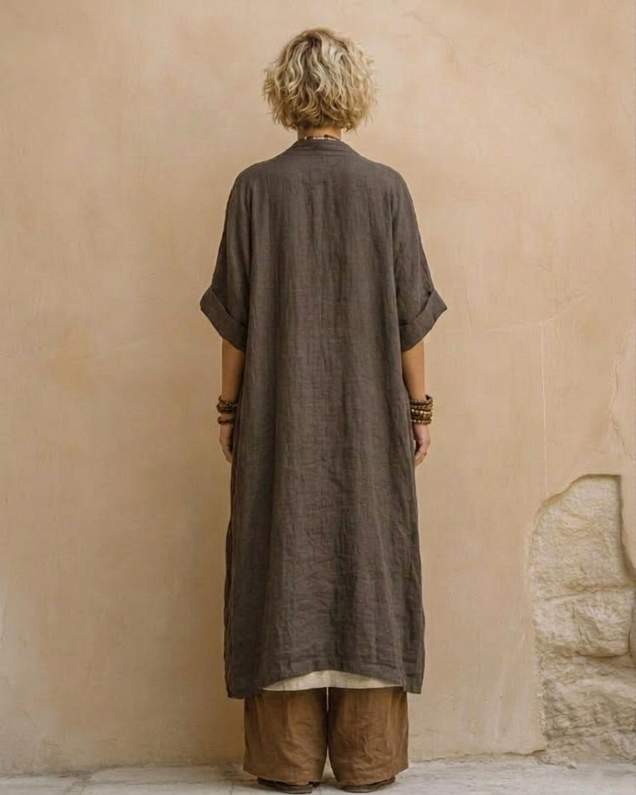 Sophie | Dunkelgraues & Braunes Tribal-Print Drei-Teile-Set