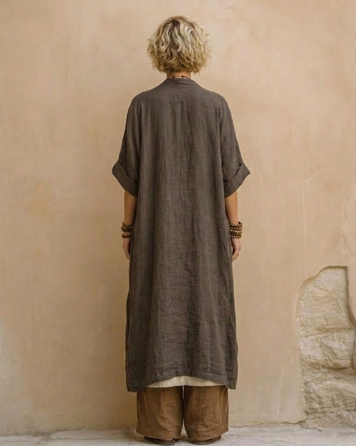 Sophie | Dunkelgraues & Braunes Tribal-Print Drei-Teile-Set
