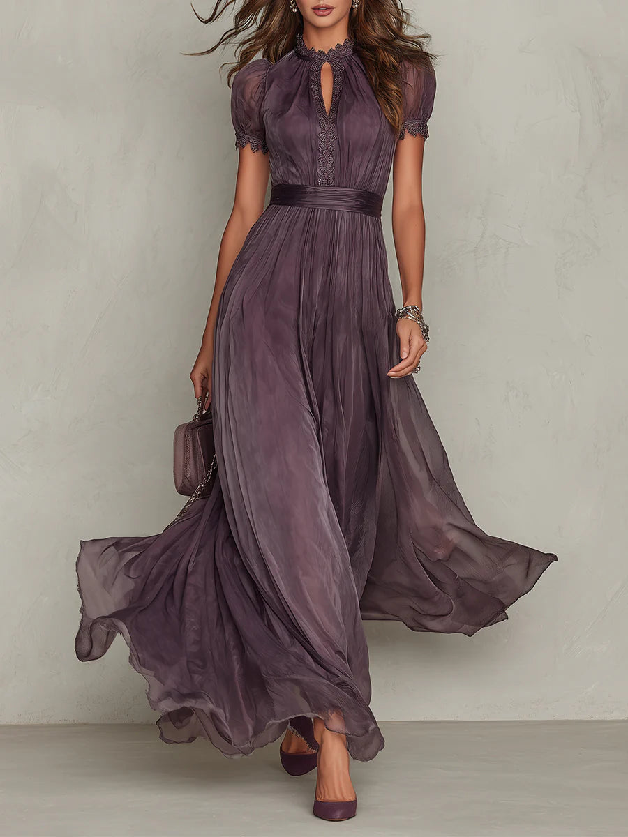 FLAVIA | Langer lila Kleid mit Spitze
