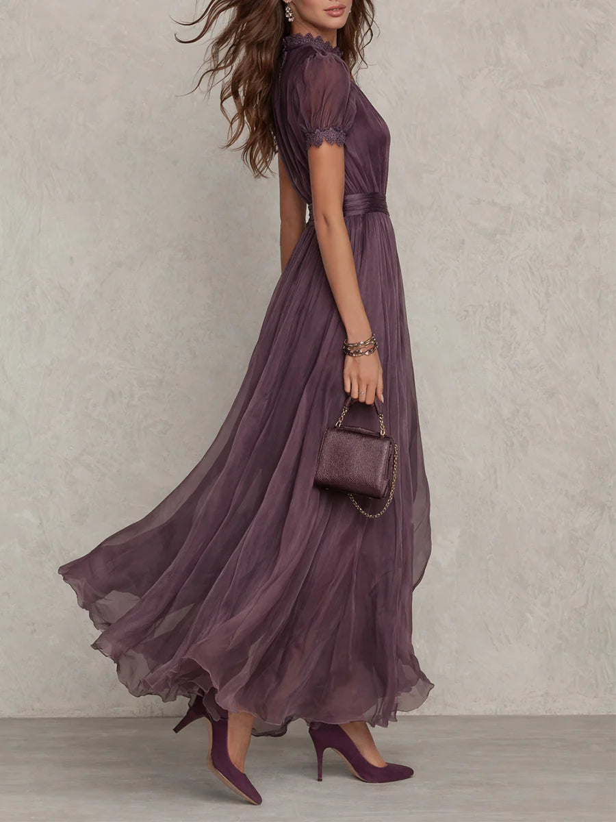 FLAVIA | Langer lila Kleid mit Spitze