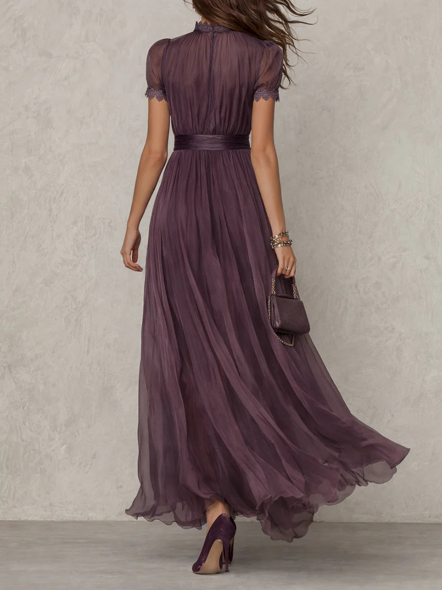 FLAVIA | Langer lila Kleid mit Spitze