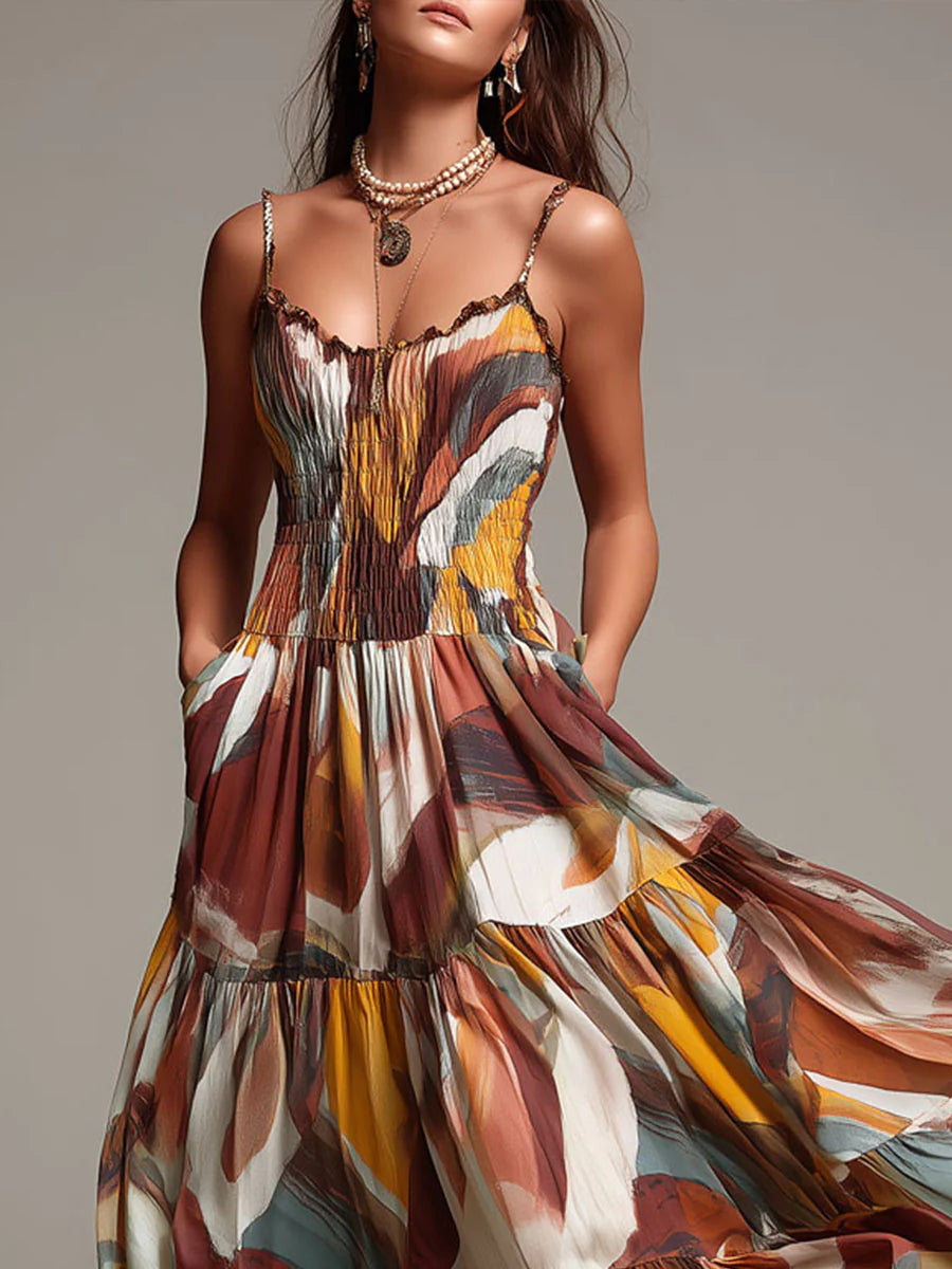 Aurelia | Abstraktes Flow Maxi Kleid