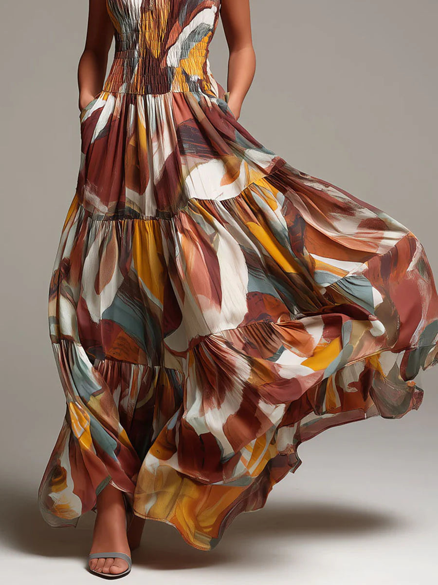 Aurelia | Abstraktes Flow Maxi Kleid