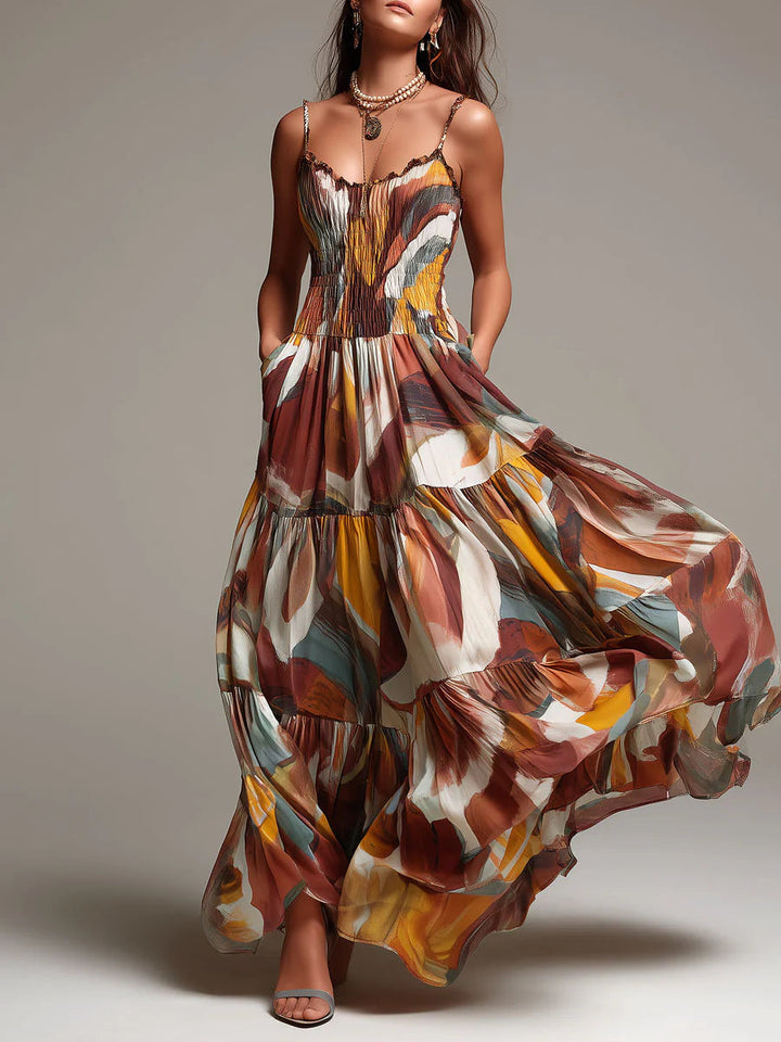 Aurelia | Abstraktes Flow Maxi Kleid