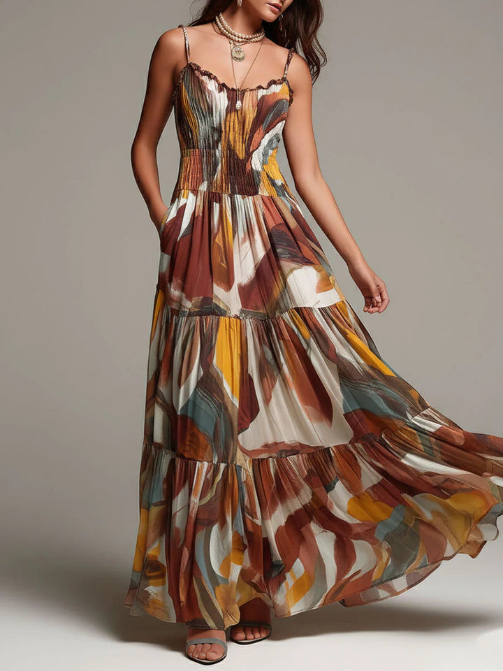 Aurelia | Abstraktes Flow Maxi Kleid