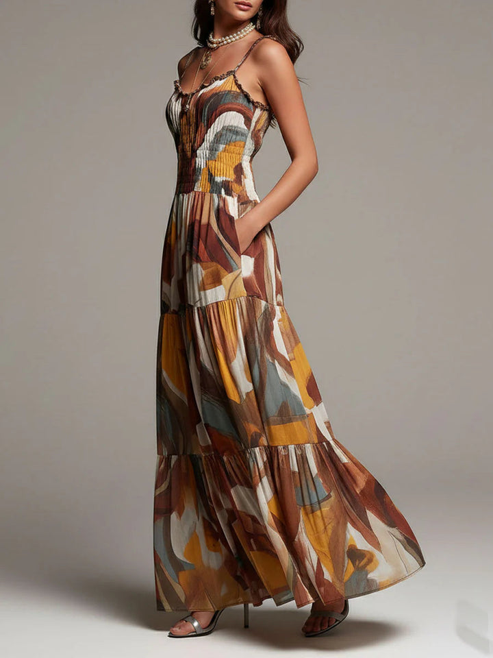 Aurelia | Abstraktes Flow Maxi Kleid