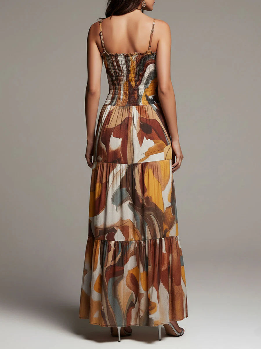 Aurelia | Abstraktes Flow Maxi Kleid
