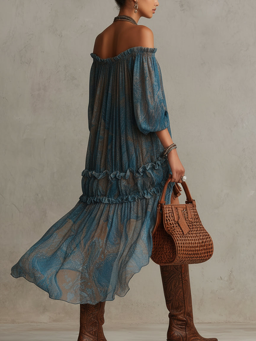 Indira | Off-Shoulder Boho Mini Kleid