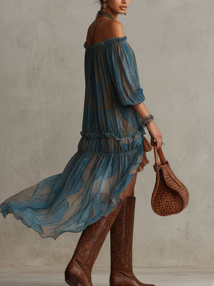 Indira | Off-Shoulder Boho Mini Kleid