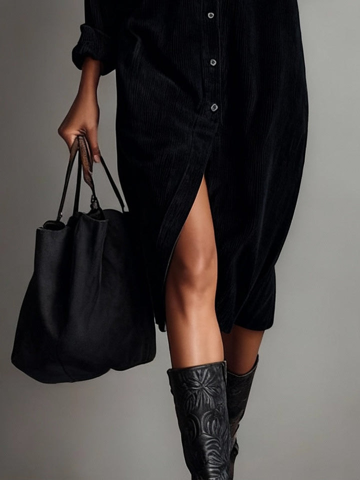 Sienna | Entspanntes Knopf-Midi-Kleid
