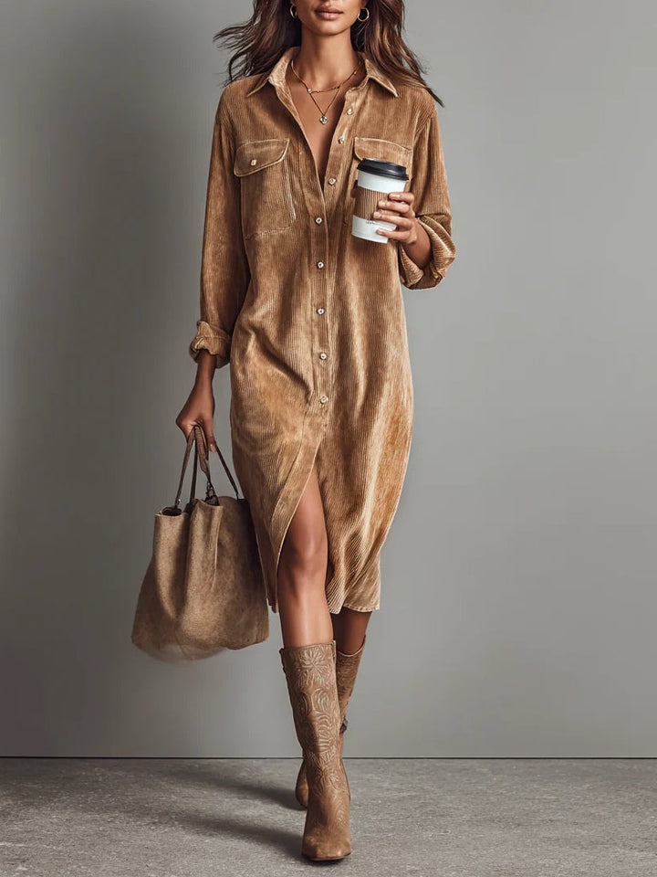 Sienna | Entspanntes Knopf-Midi-Kleid