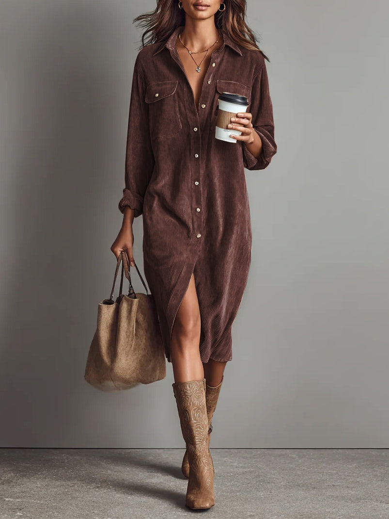 Sienna | Entspanntes Knopf-Midi-Kleid