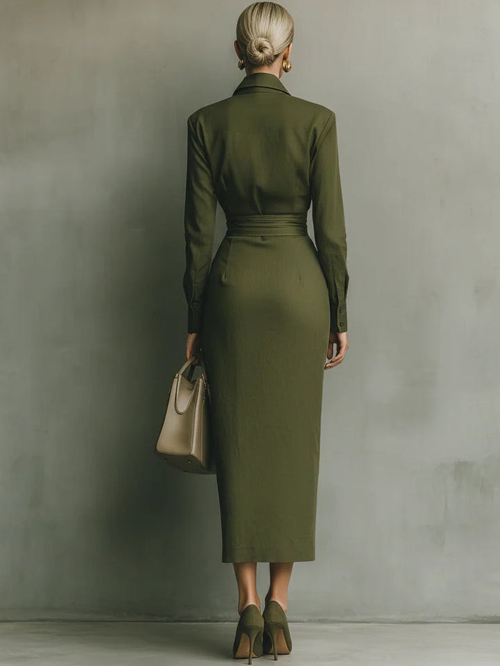 Noëlle™ | Maxikleid in Olivgrün