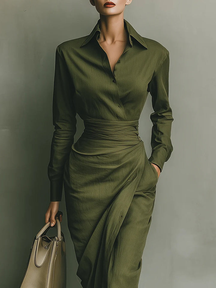 Noëlle™ | Maxikleid in Olivgrün