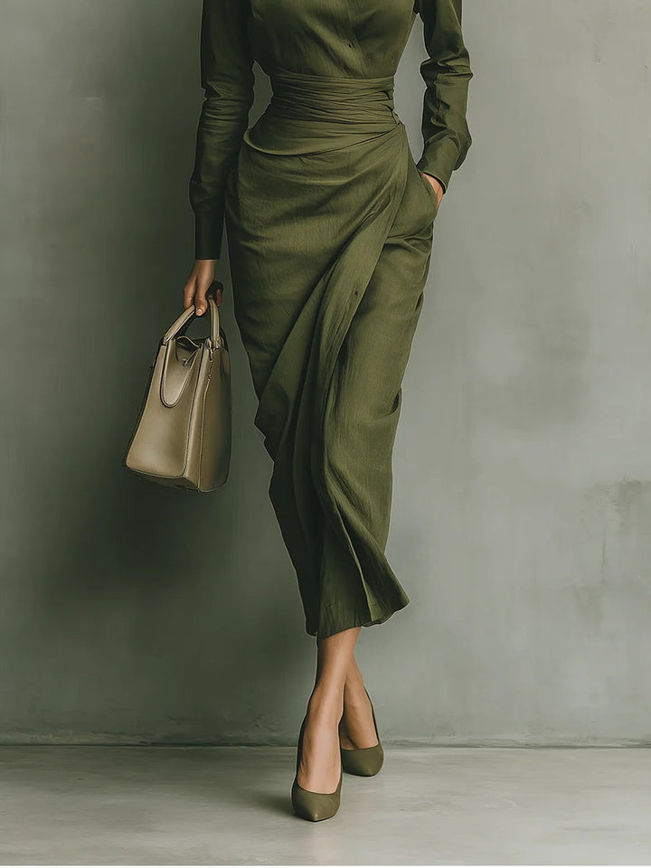 Noëlle™ | Maxikleid in Olivgrün