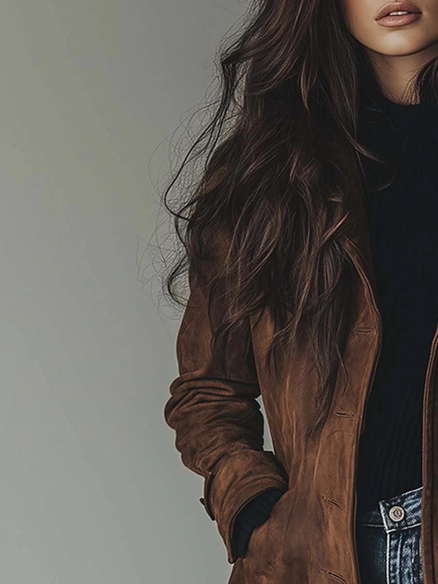 Olivia | Vintage Wildleder-Trenchcoat