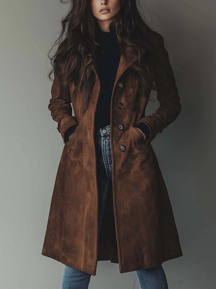 Olivia | Vintage Wildleder-Trenchcoat
