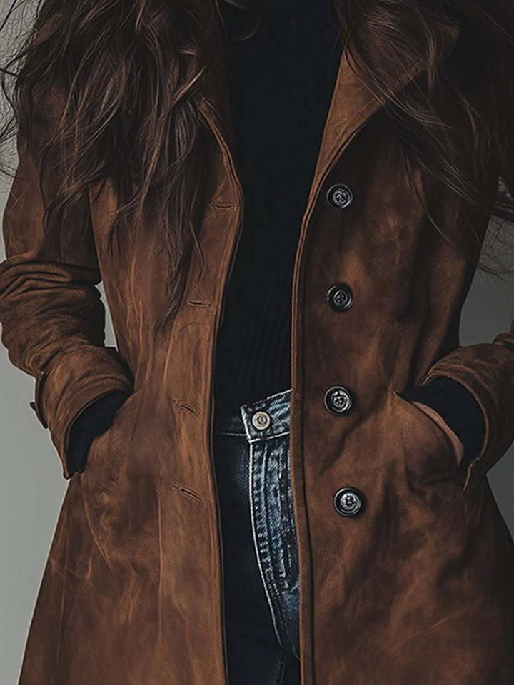 Olivia | Vintage Wildleder-Trenchcoat