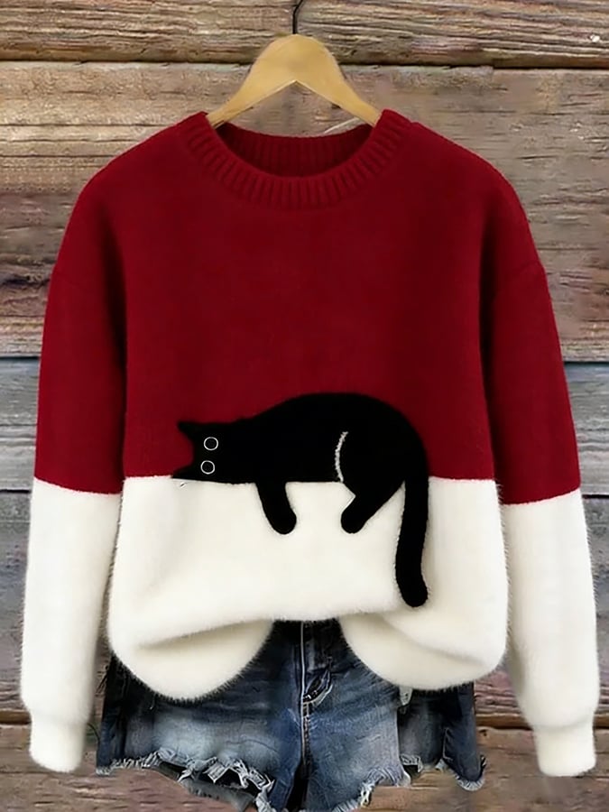 Luna | Damen Sweatshirt mit Katzenmuster