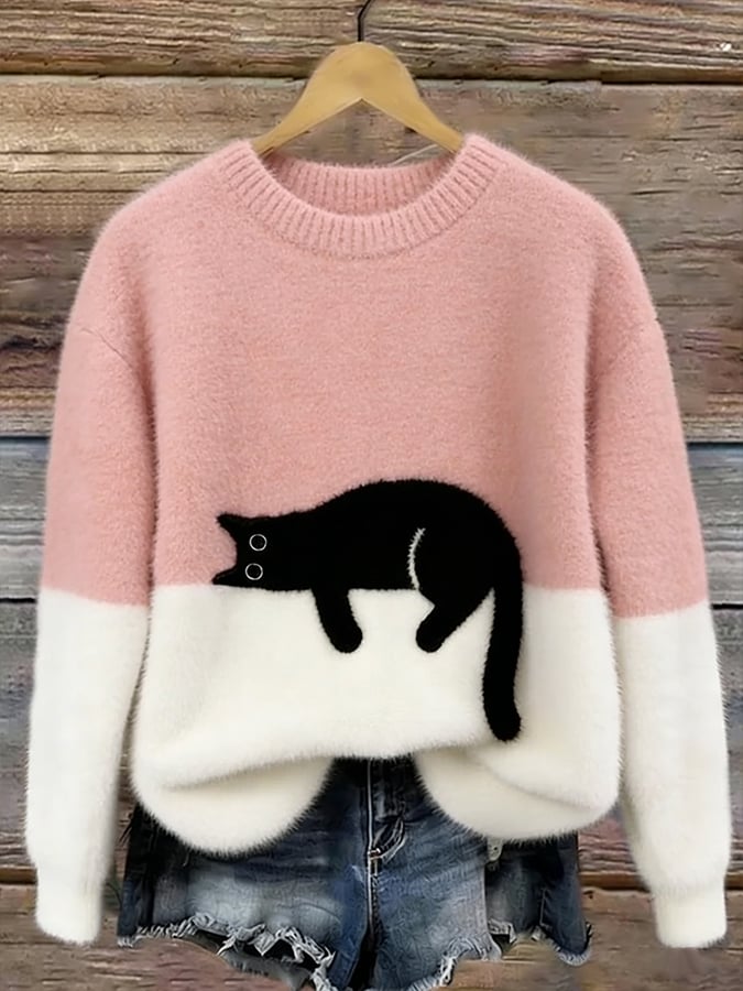 Luna | Damen Sweatshirt mit Katzenmuster