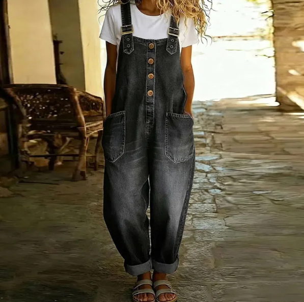 Saylor - Vintage Weicher Denim-Look Latzhose