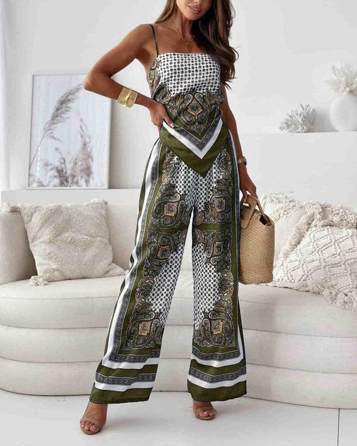 Helen | Urlaub Bereit Stilvolles Schnürweste & Hose Zweiteiliges Set Kleid