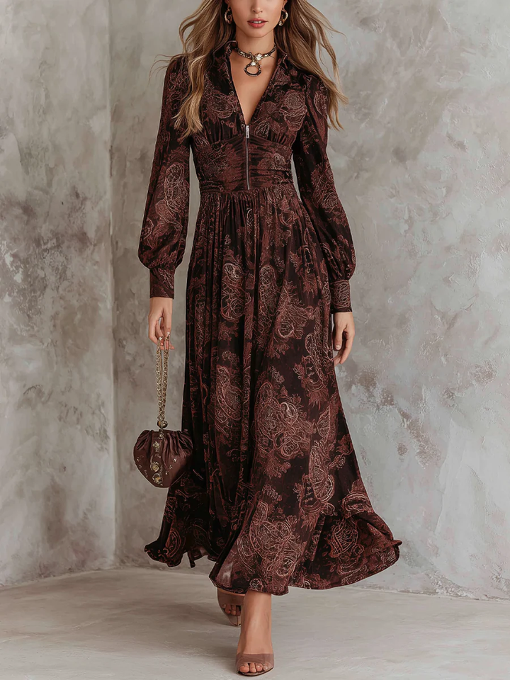 Ariane™ | Maxikleid mit Paisley-Druck und tailliertem Schnitt