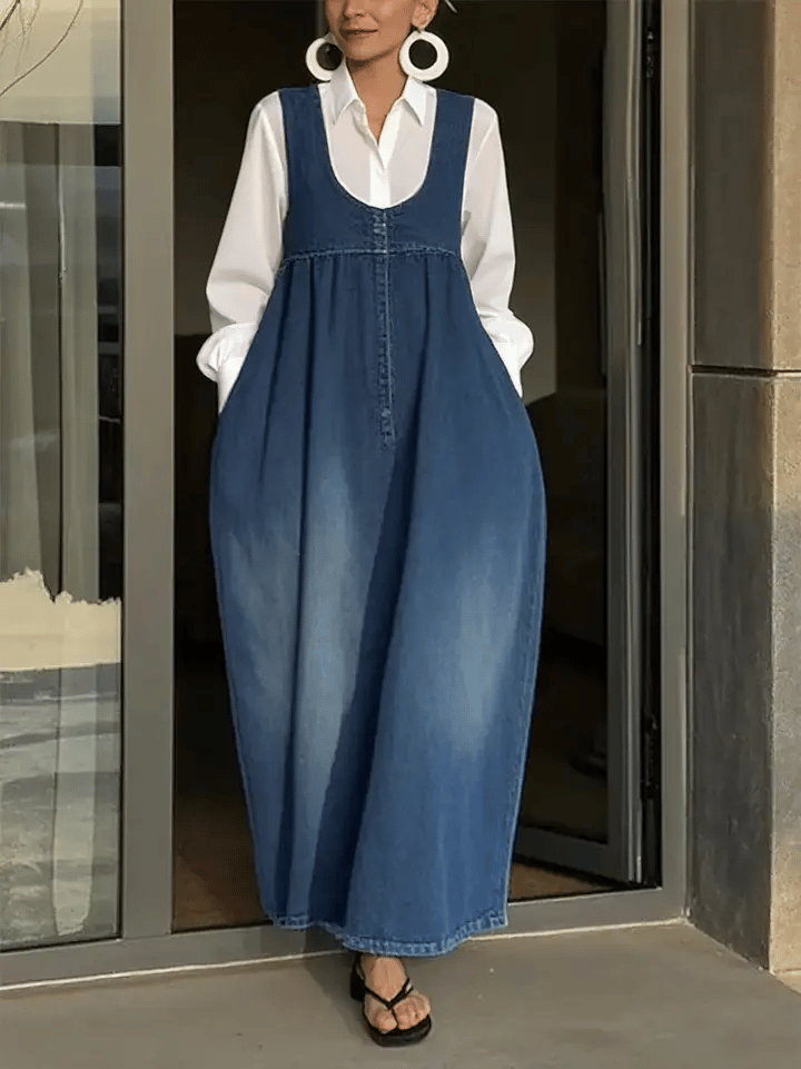Veronica | Lockere Denim-Westenkleid