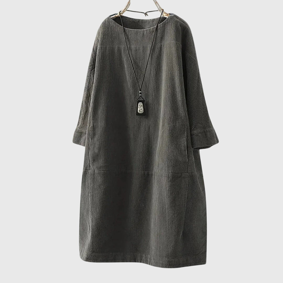 Grace | Lässiges Cord-Midi-Kleid