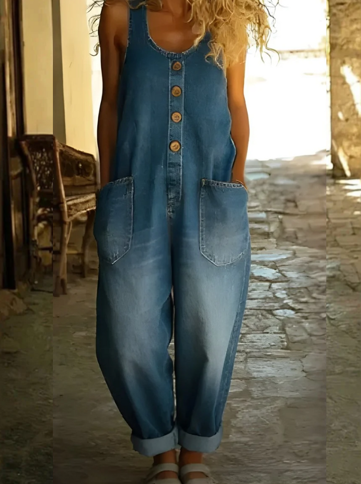 Saylor - Vintage Weicher Denim-Look Latzhose