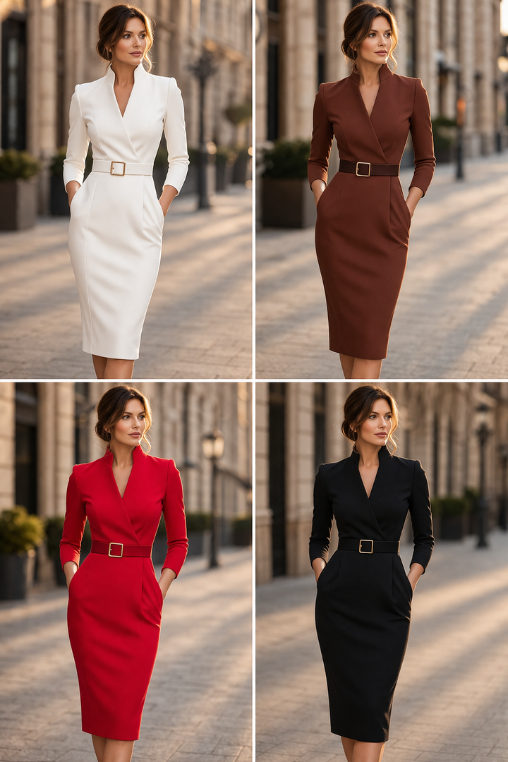 TIVARA | Schwarzes Kleid mit Gürtel