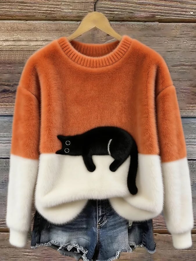Luna | Damen Sweatshirt mit Katzenmuster