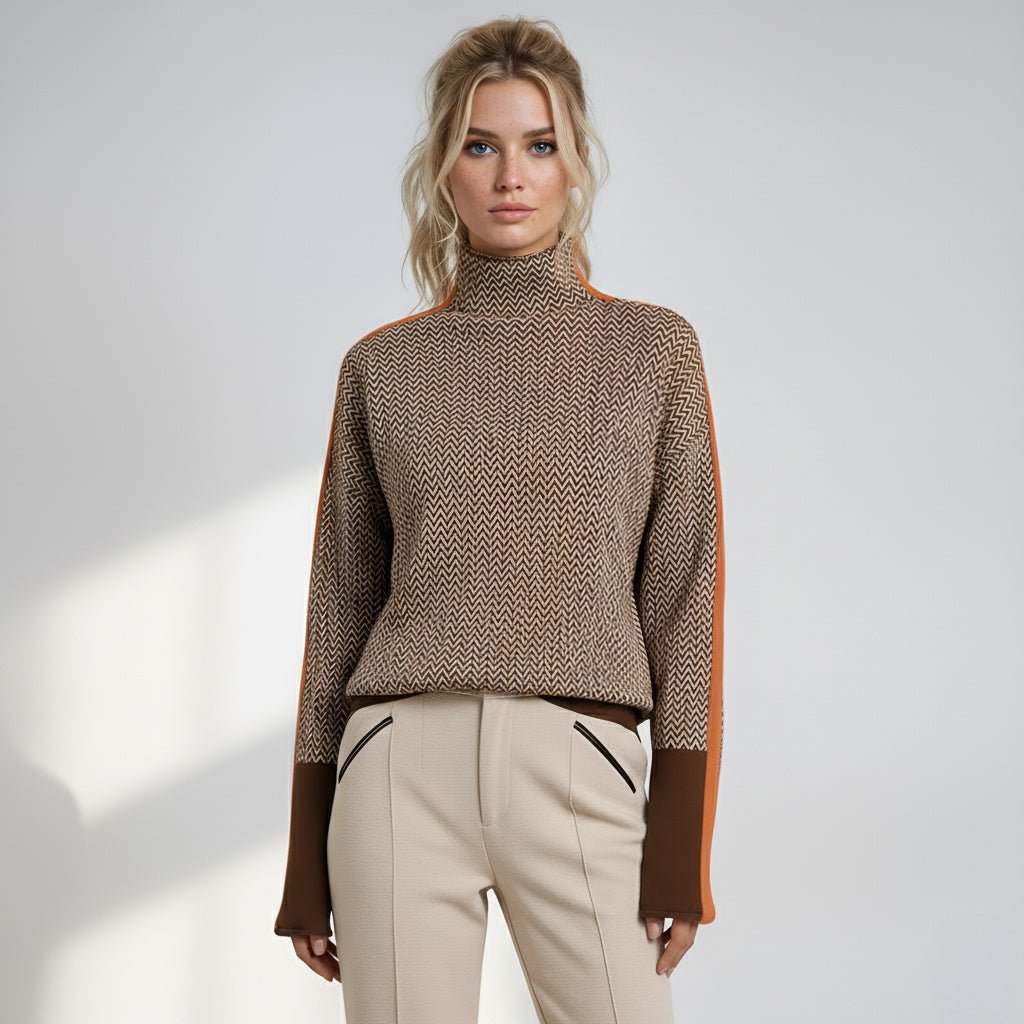 Elara | Rollkragenpullover mit kontrastierenden Streifen