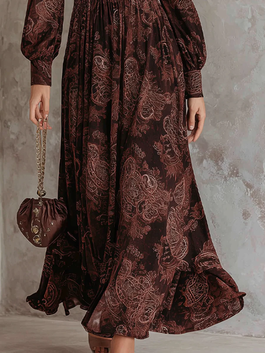 Ariane™ | Maxikleid mit Paisley-Druck und tailliertem Schnitt