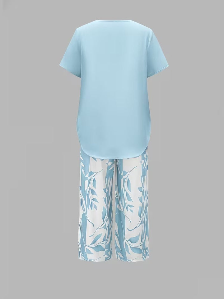 Avy™ | Lässiges Zweiteiliges Set mit Blattdruck
