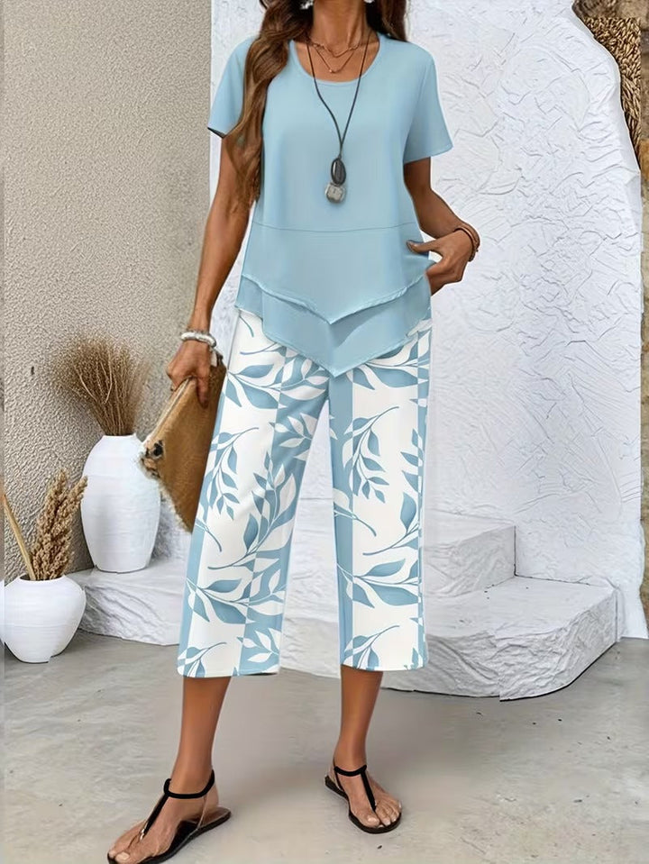 Avy™ | Lässiges Zweiteiliges Set mit Blattdruck