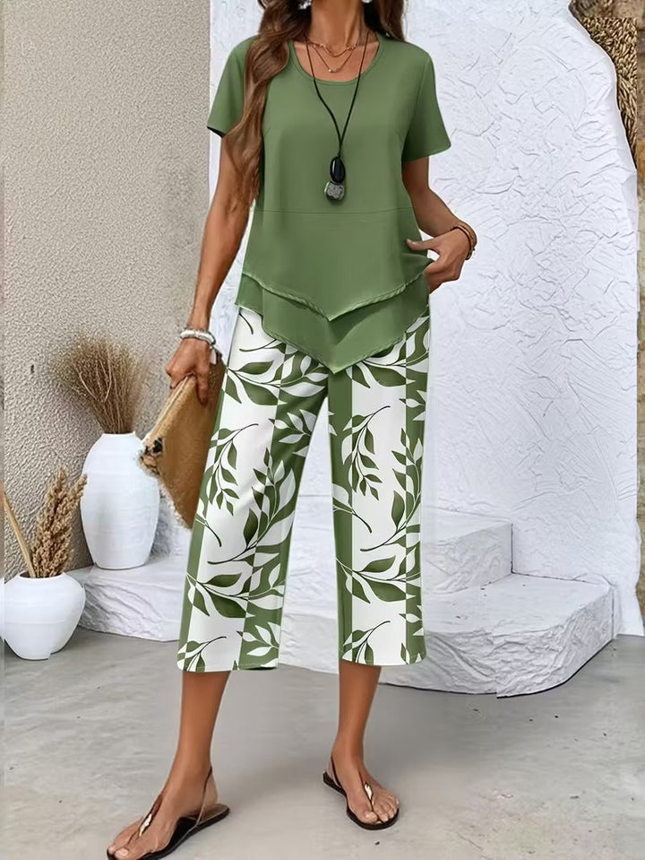 Avy™ | Lässiges Zweiteiliges Set mit Blattdruck