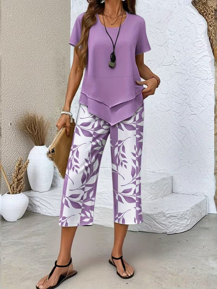 Avy™ | Lässiges Zweiteiliges Set mit Blattdruck
