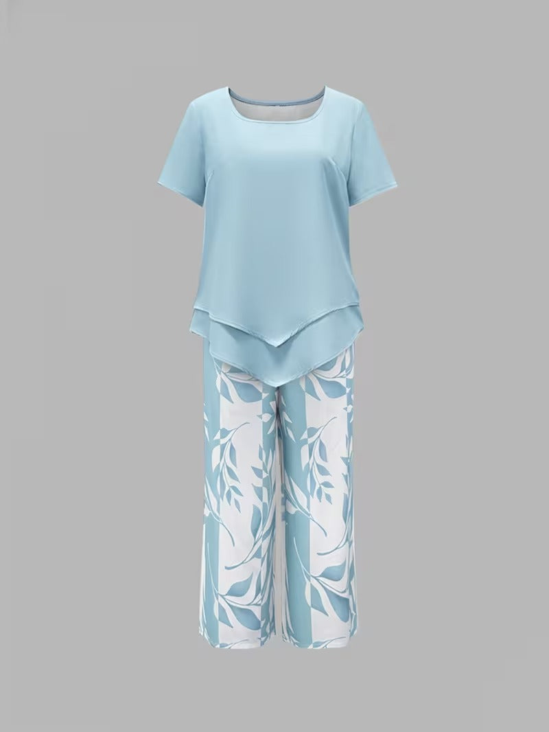Avy™ | Lässiges Zweiteiliges Set mit Blattdruck